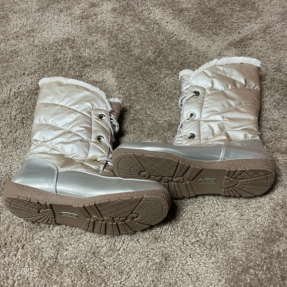 SPORTO JAMIE WATERPROOF LACE-UP WINTER BOOT. CHAMPAGNE FAUX FUR. SIZE 11W. - Picture 4 of 7